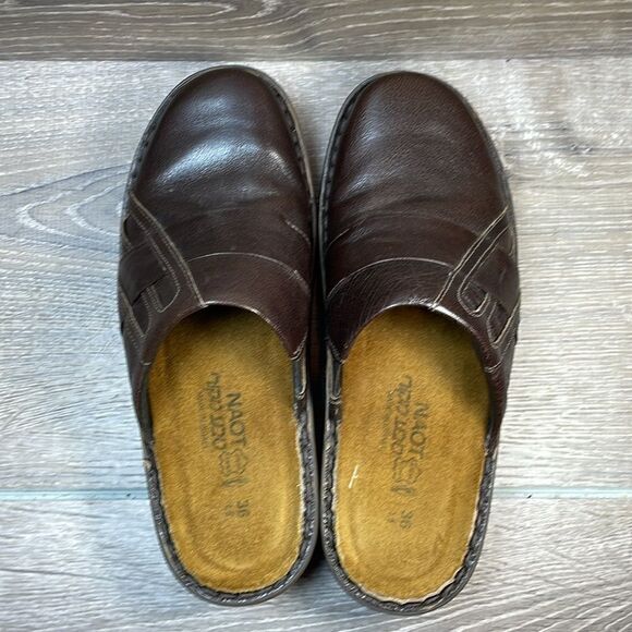 Naot Leap Brown Leather Women’s Sz 5/EU 36 Slip On Comfort Mules - Picture 5 of 11